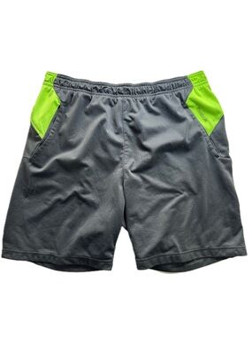 Reebok Men's Black Gym Shorts Neon Green Panels Size Large Training Activewear